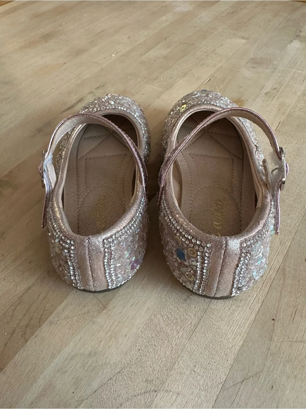 Girls Sparkle Sequin Mary Jane Shoes in Rose Gold size 26